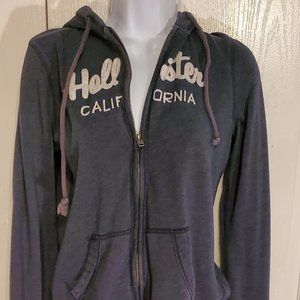 Hollister Hoodie Teen Girls Zippered California Pacific Merchant Blue Gray Large